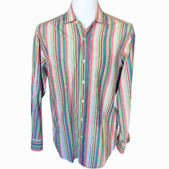 ETRO Milano SZ 39 Multi Colour Striped Men's Button Up Shirt - Picture 1 of 13